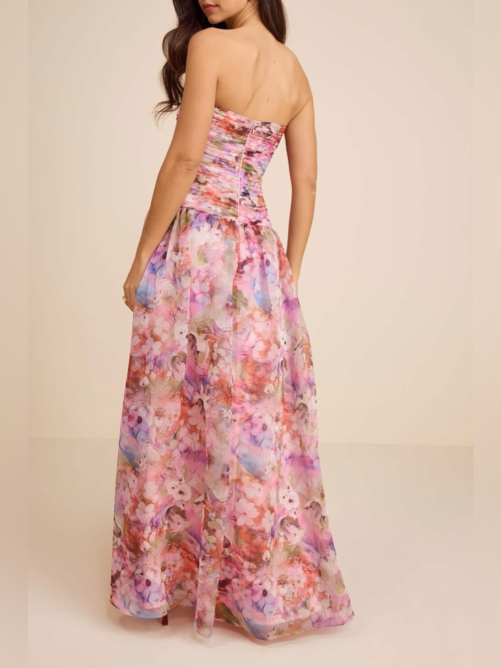 Lulus Kasandra Pink Multi Floral Organza Drop Waist Maxi Dress New with Tags Lg - Picture 4 of 8